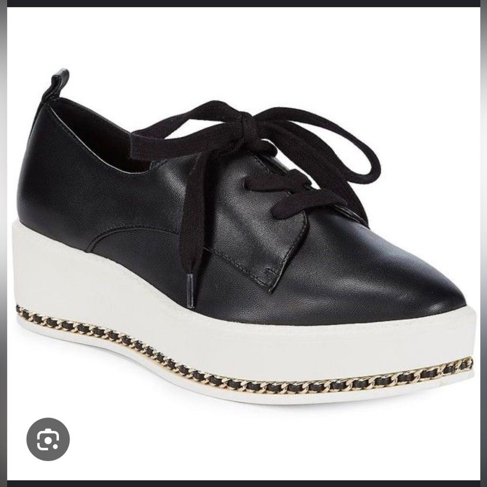 Karl Lagerfeld Black and White Platform Shoes with Studded Sole